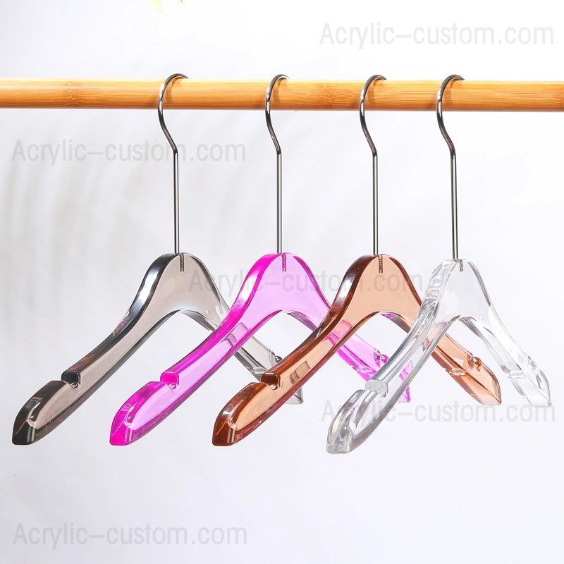 クリア/カラー アクリル ハンガー ゴールド フック付き - アクリル ハンガー卸売