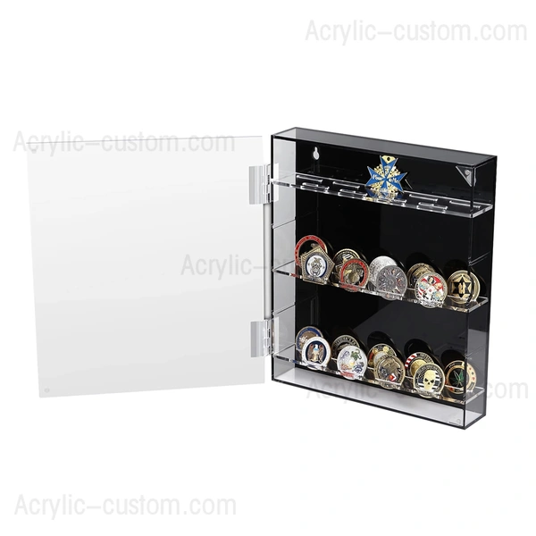 vitrine/support de pièces de défi - boîte à pièces de défi en acrylique