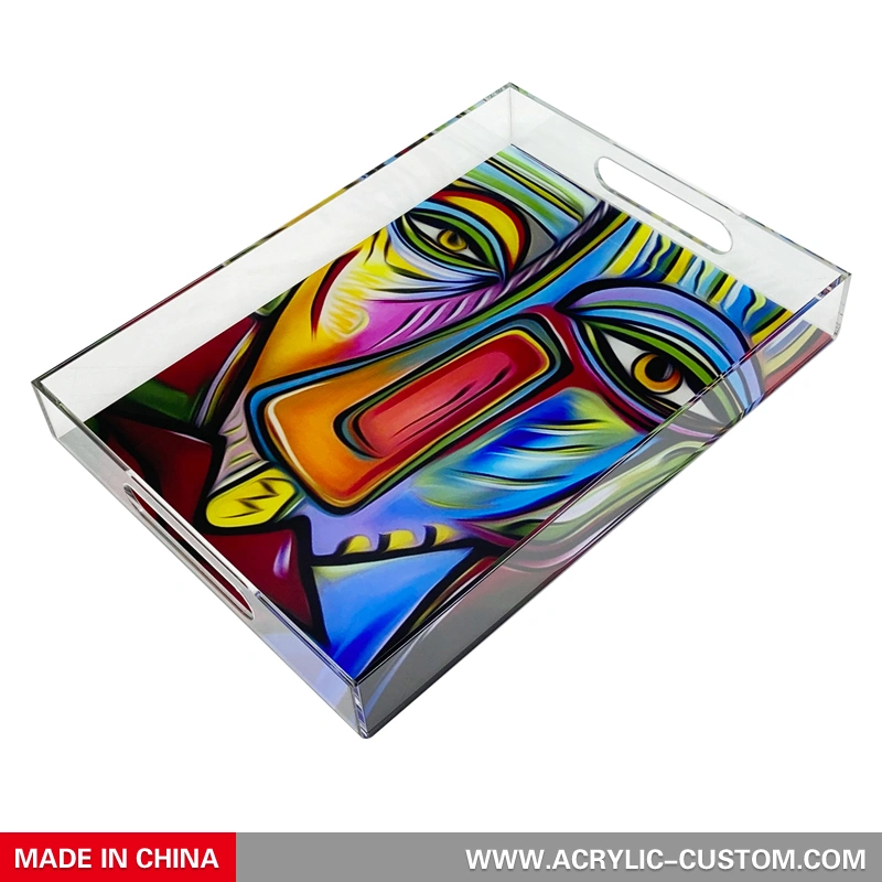 Customized Printed Acrylic Tray | Acrylic Serving Tray with Handle