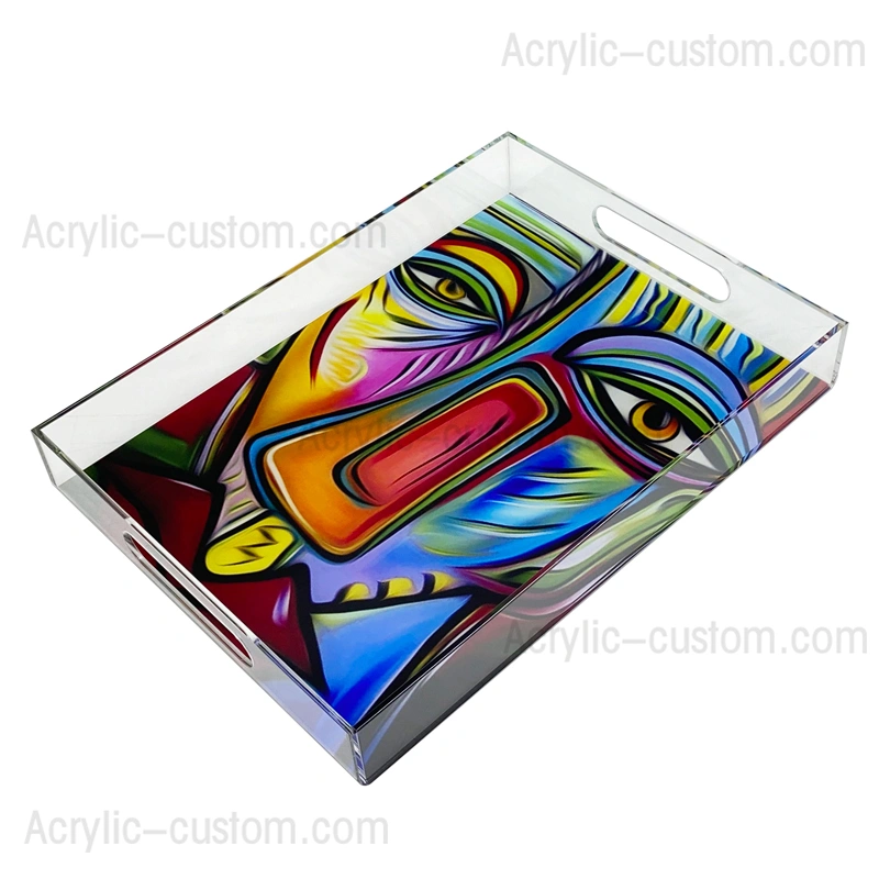 Customized Printed Acrylic Tray | Acrylic Serving Tray with Handle