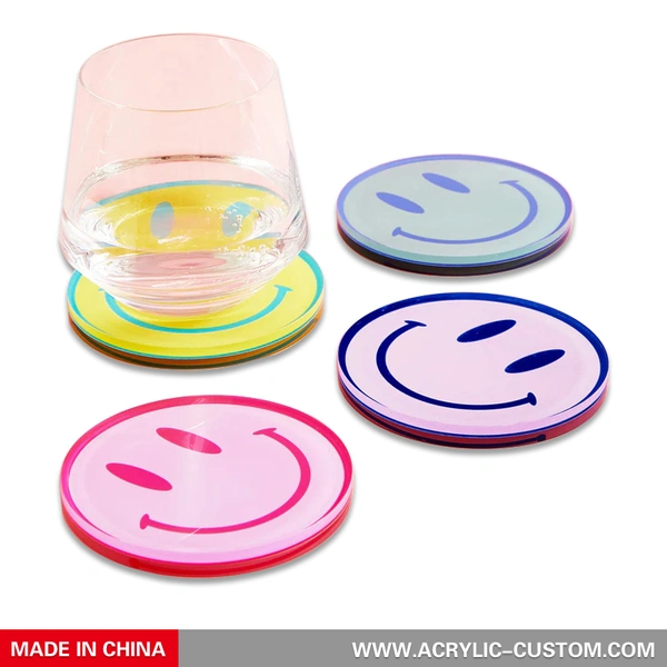 nouveau dessous de verre smiley acrylique | sous-verres acryliques de luxe