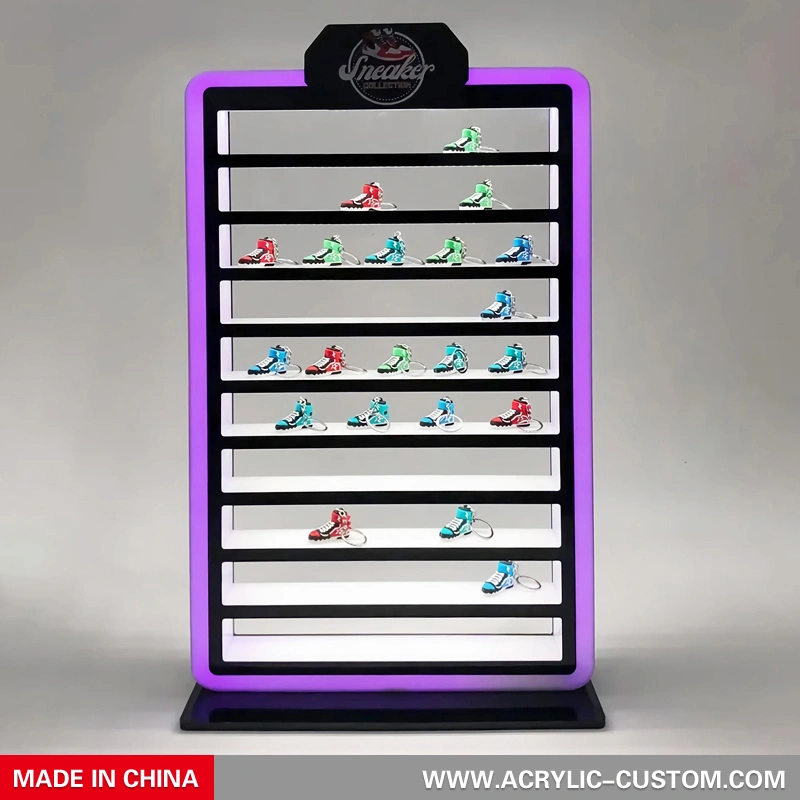 スニーカーキーホルダーディスプレイケース | LEDカウンタートップアクリルディスプレイケース