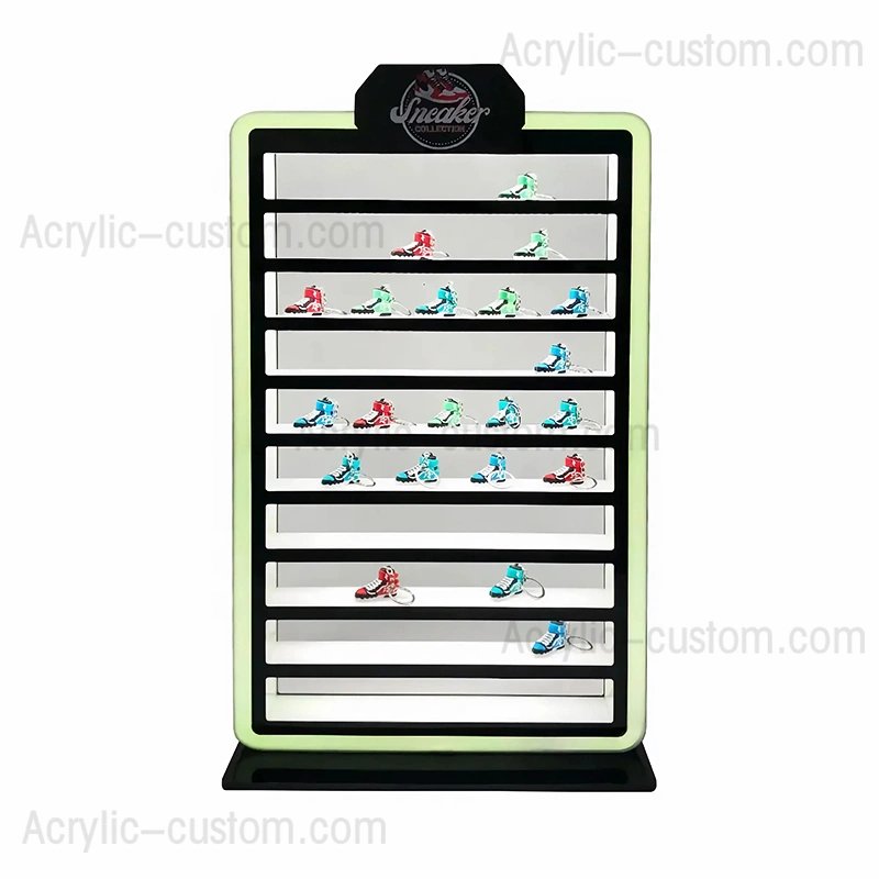 スニーカーキーホルダーディスプレイケース | LEDカウンタートップアクリルディスプレイケース