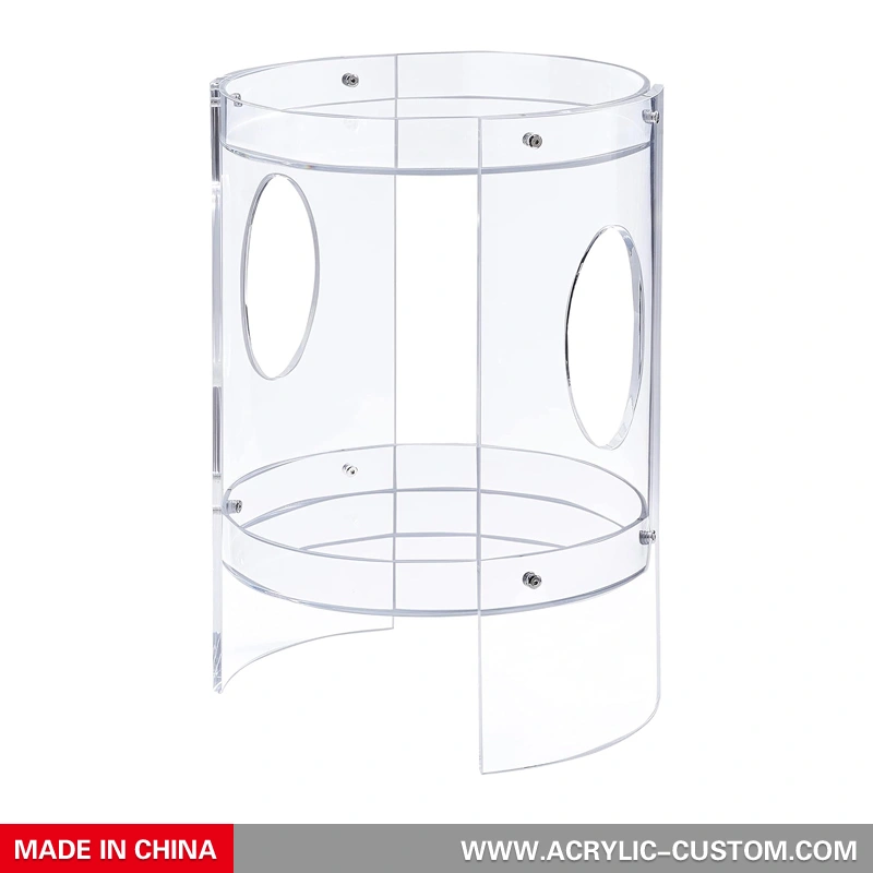 丸いアクリルサイドテーブルのデザイン | モダンなルーサイトとアクリルのテーブル