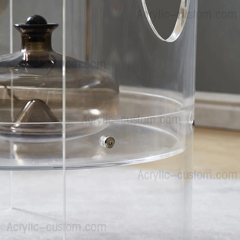 丸いアクリルサイドテーブルのデザイン | モダンなルーサイトとアクリルのテーブル