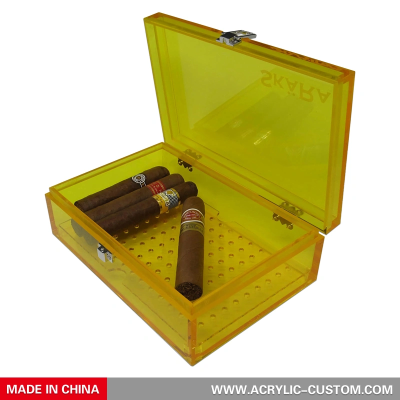 Yellow Cigar Display Humidor Box - Acrylic Cigar Cases/Humidors