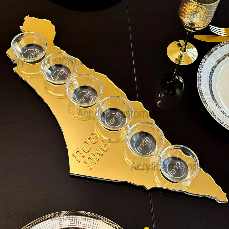 金鏡ルーサイト製セーダートレイ - イスラエルの形をした過ぎ越しのセーダープレート