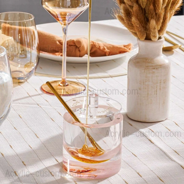 Premium Clear Lucite Honey Dish | Judaica Acrylic Round Honey Dish