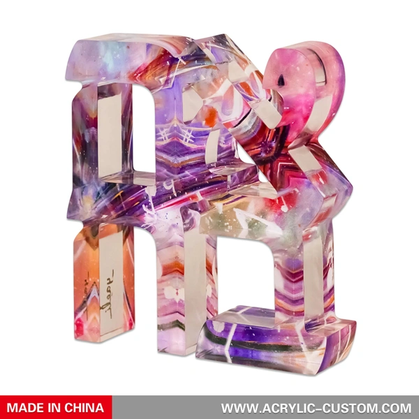 AHAVA Acrylic Sculpture | Judaica Hebrew Love Lucite Block Art Decor