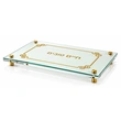Lucite Challah Board with Gold Hebrew Design | Modern Shabbat Bread Tray