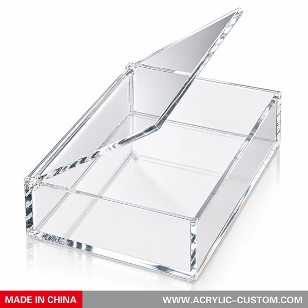 Clear Acrylic Storage Box with Hinged Lid | Lucite Display & Organizer Box