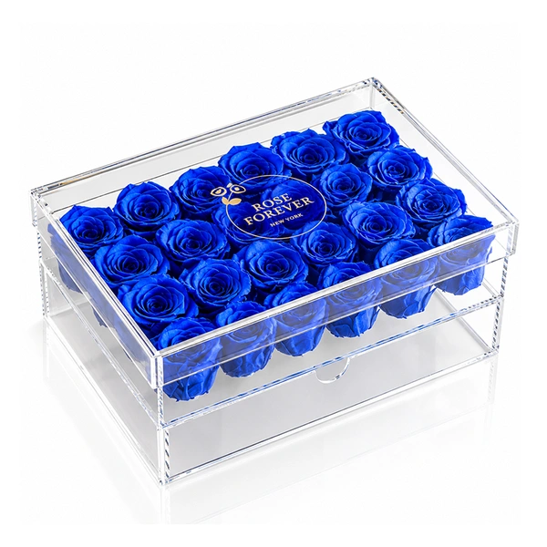 24 Rose Rectangular Acrylic Flower Box | Clear Lucite Floral Gift Box