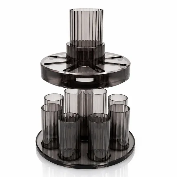 Smoke Acrylic Kiddush Wine Fountain with 8 Cups | Judaica Wine Dispenser