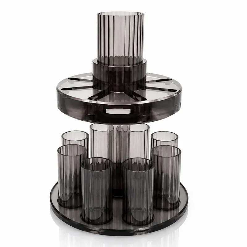 Smoke Acrylic Kiddush Wine Fountain with 8 Cups | Judaica Wine Dispenser