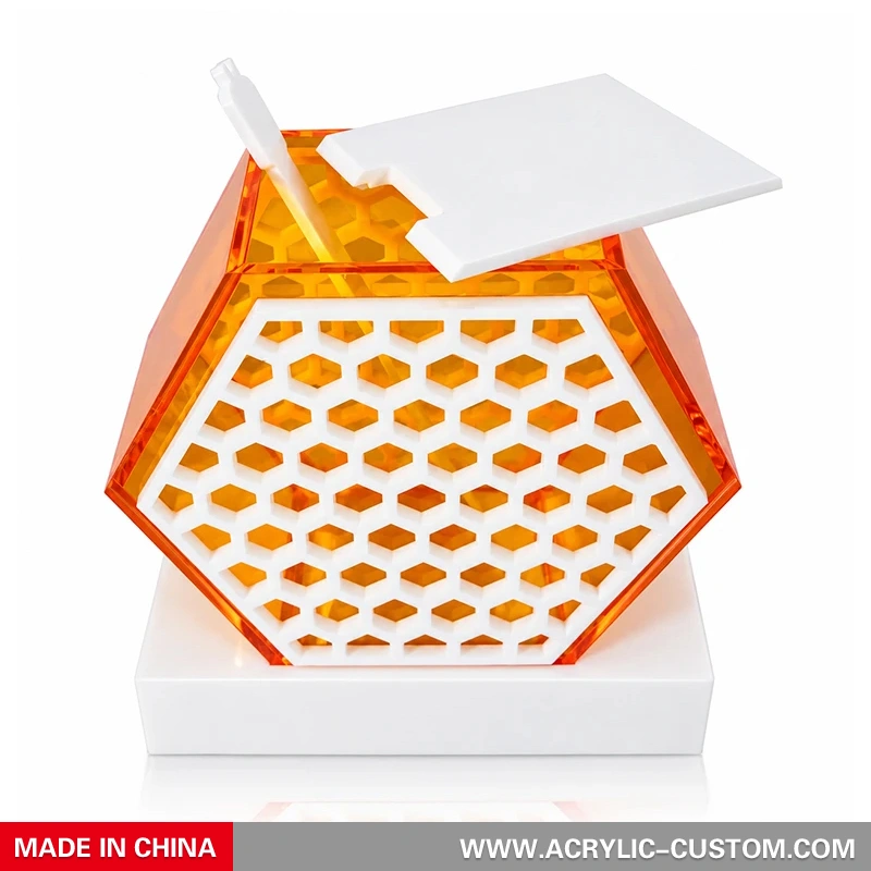 Hexagon Acrylic Honey Dish with Lid & Spoon | Rosh Hashanah Judaica Honey Bowl
