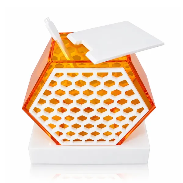 Hexagon Acrylic Honey Dish with Lid & Spoon | Rosh Hashanah Judaica Honey Bowl