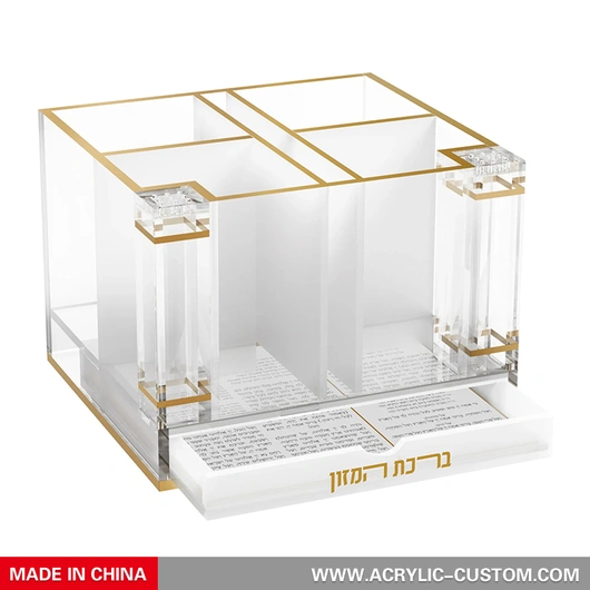 Acrylic Swivel Cutlery Holder with Salt Shakers & Bencher Set