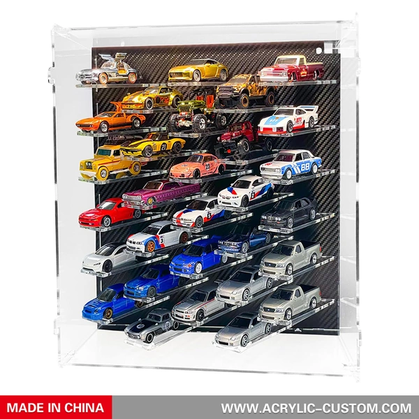 1/64 Diecast Car Display Case with LED | 30-Car Acrylic Cabinet