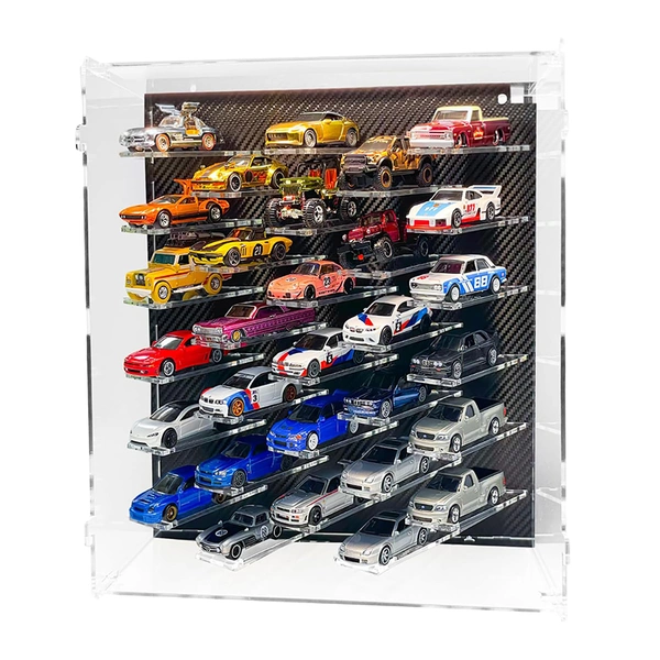 1/64 Diecast Car Display Case with LED | 30-Car Acrylic Cabinet