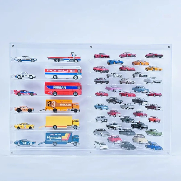1/64 Diecast Display Case for 38 Cars & 6 Haulers | Wall Mounted Acrylic Showcase