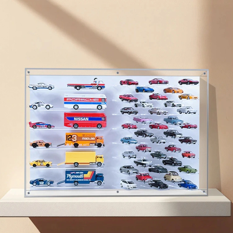 1/64 Diecast Display Case for 38 Cars & 6 Haulers | Wall Mounted Acrylic Showcase