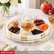 Lucite Rosh Hashanah Simanim Tray with Honey Jar | 8-Section Judaica Server