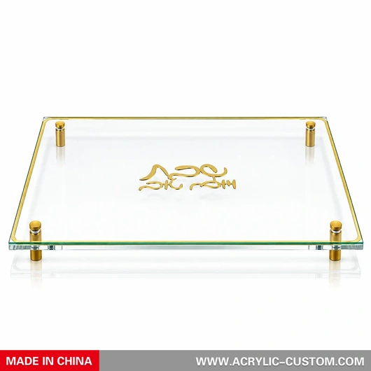 Lucite Challah Board with Gold Accents | Modern Judaica Shabbat Tray