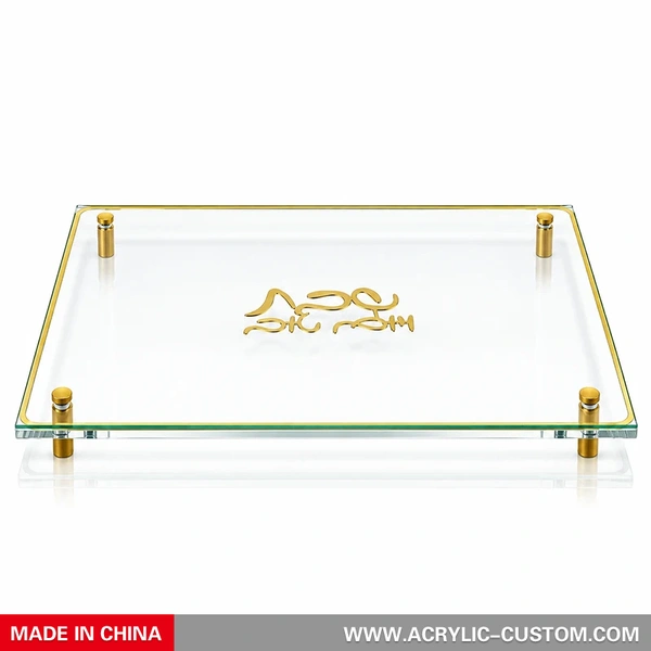 Lucite Challah Board with Gold Accents | Modern Judaica Shabbat Tray