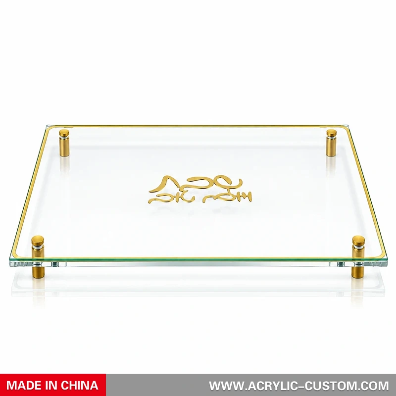 Lucite Challah Board with Gold Accents | Modern Judaica Shabbat Tray