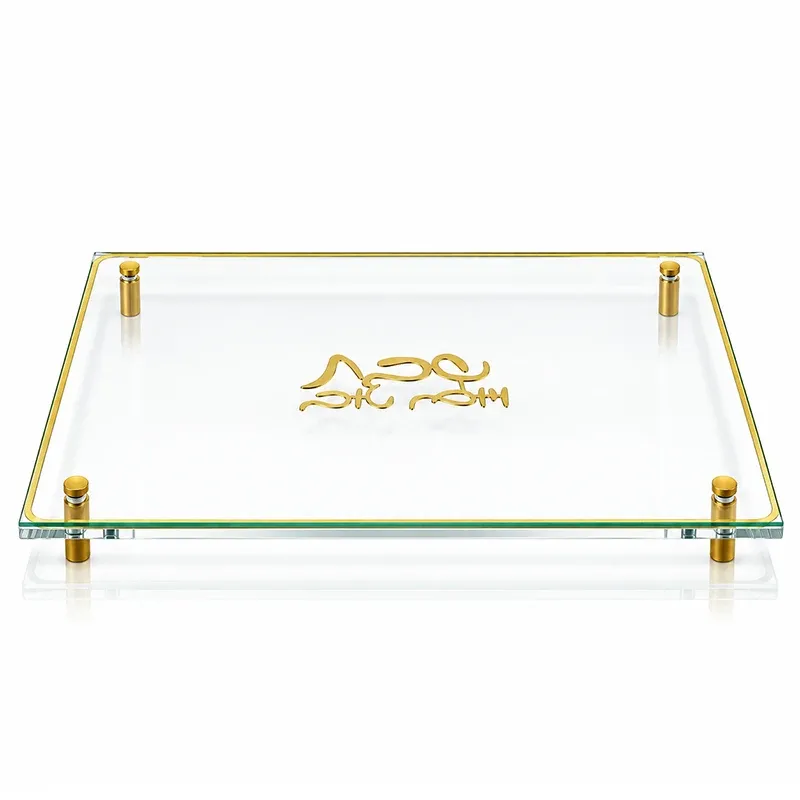 Lucite Challah Board with Gold Accents | Modern Judaica Shabbat Tray