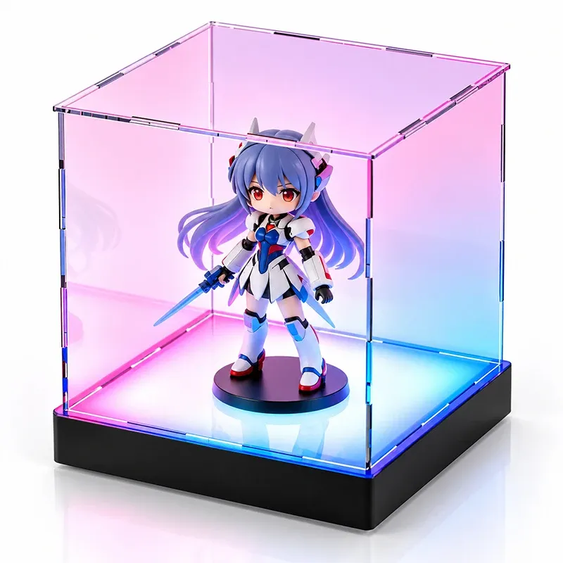 Acrylic Toy Figure Display Case with LED Light | Clear Collectible Showcase