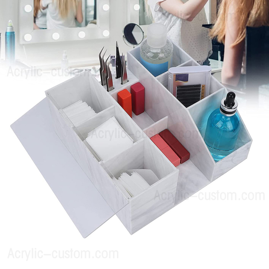 Marble eyelash organizer acrylic lash cart organizer box