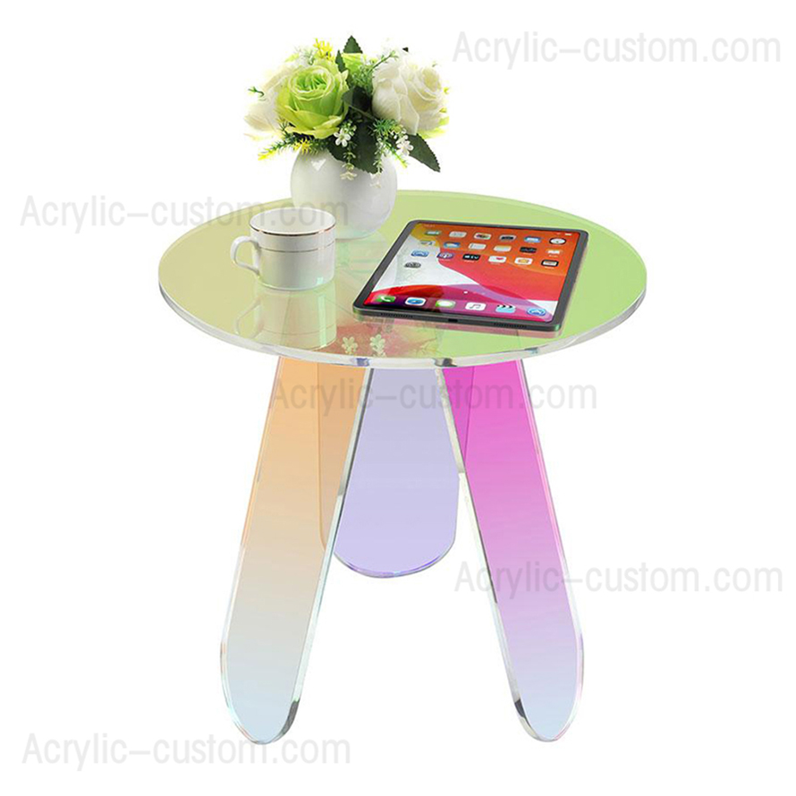Table basse arc-en-ciel en acrylique