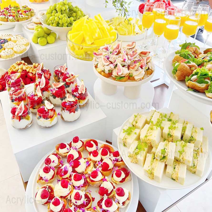 White Acrylic Food Display Risers