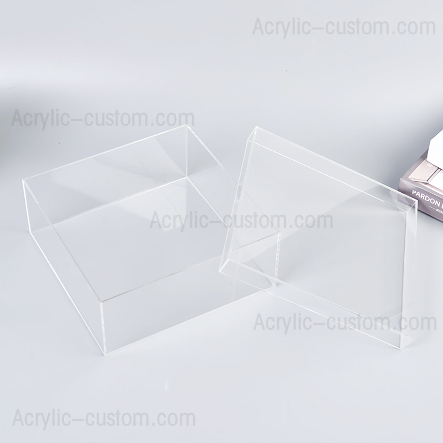 Caja cuadrada de acrílico transparente con tapa