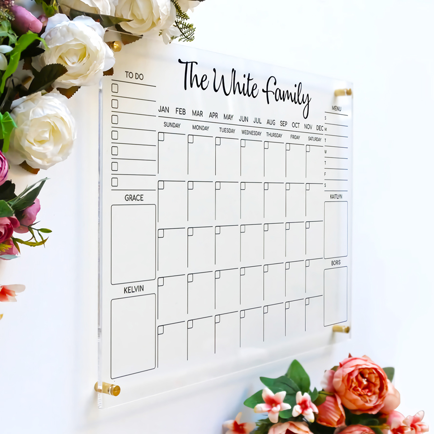 Personalized Acrylic Calendar - Dry Erase Acrylic Wall Calendar