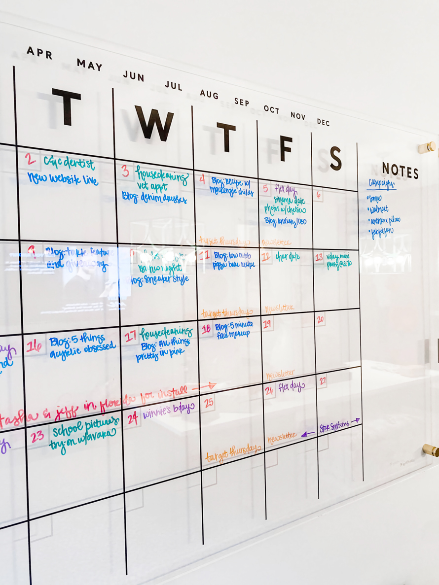 Calendario acrílico personalizado - Calendario de pared acrílico de borrado en seco