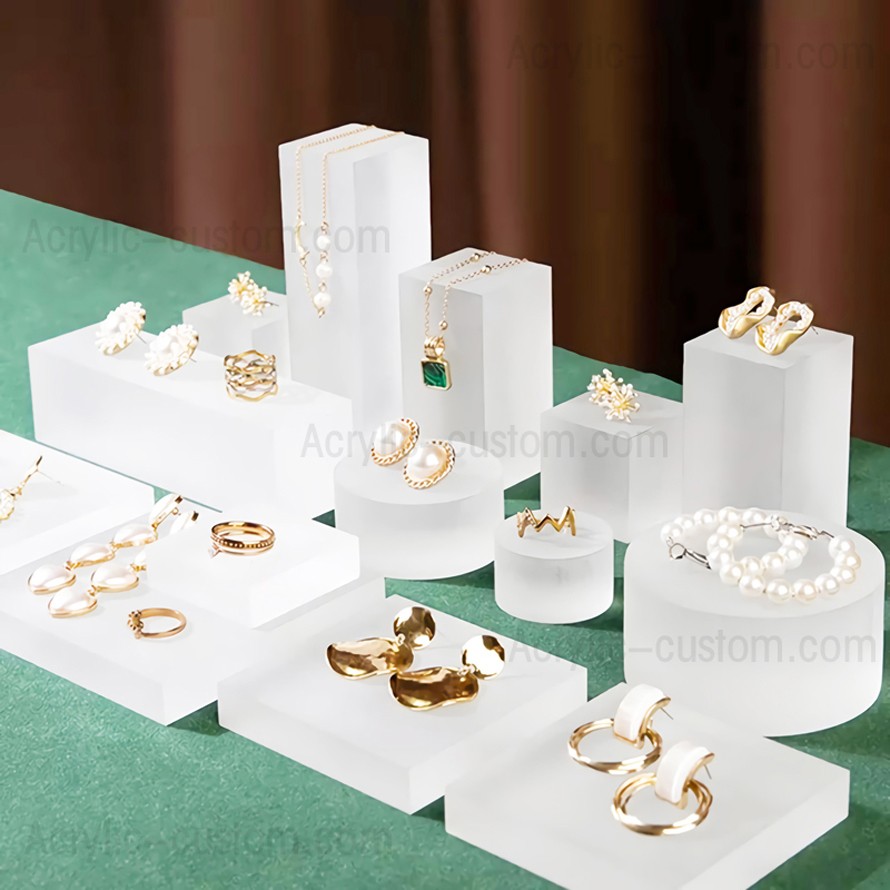 Jewelry Ring Display - Frosted Plexiglass Blocks