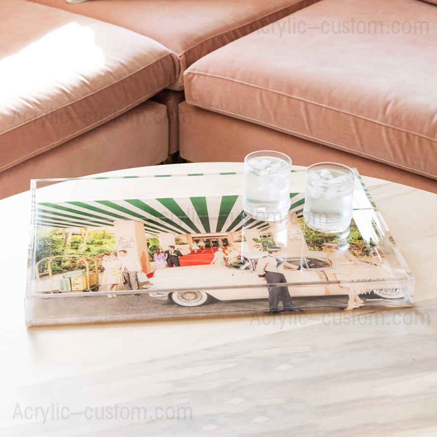 UV Acrylic Tray Non Slip Lucite Trays with Handle