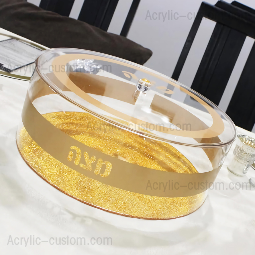 Lucite Round Matzah Box