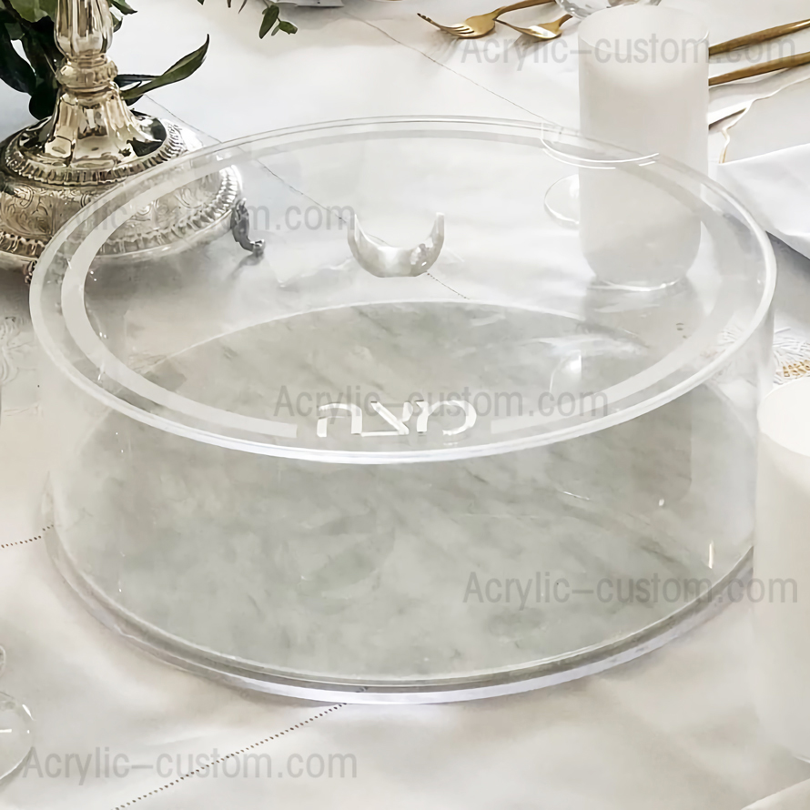 Lucite Round Matzah Box