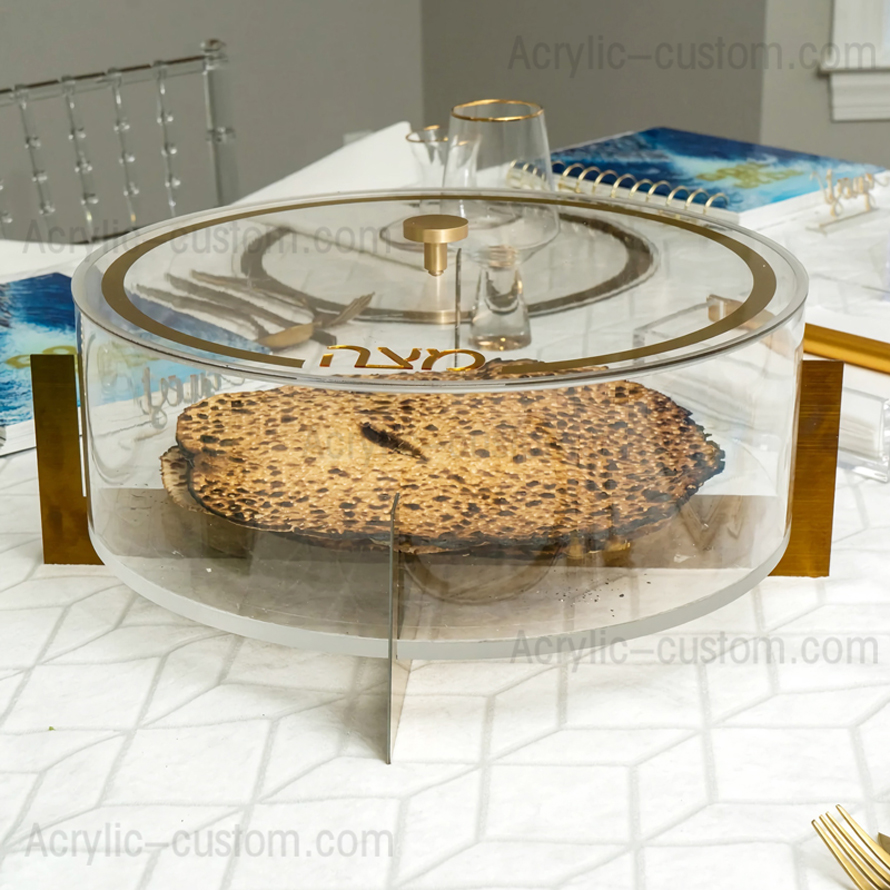 MetaLucite Matzah Box With Stand - Acrylic Matzah Holder