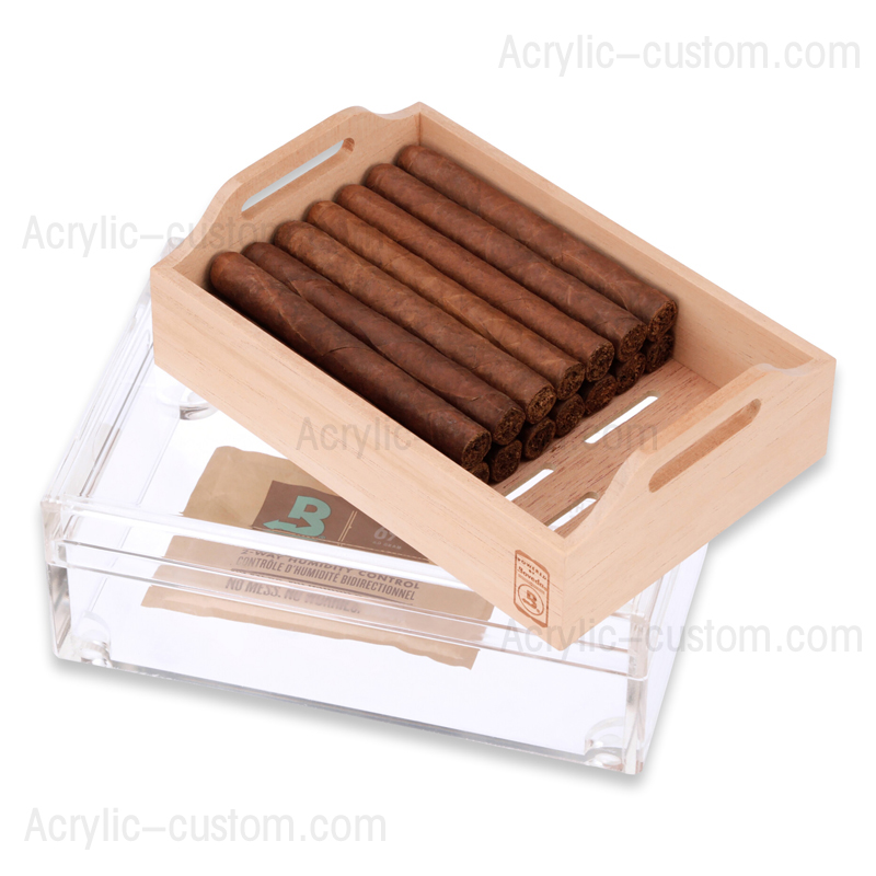 Humidor pequeño de acrílico para 20 cigarros con cedro español