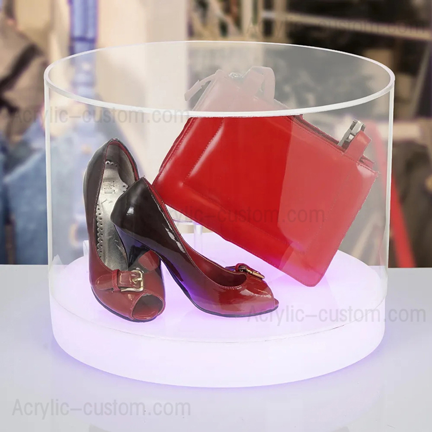 Acrylic Display Case Round Base Showcase with LED Lights