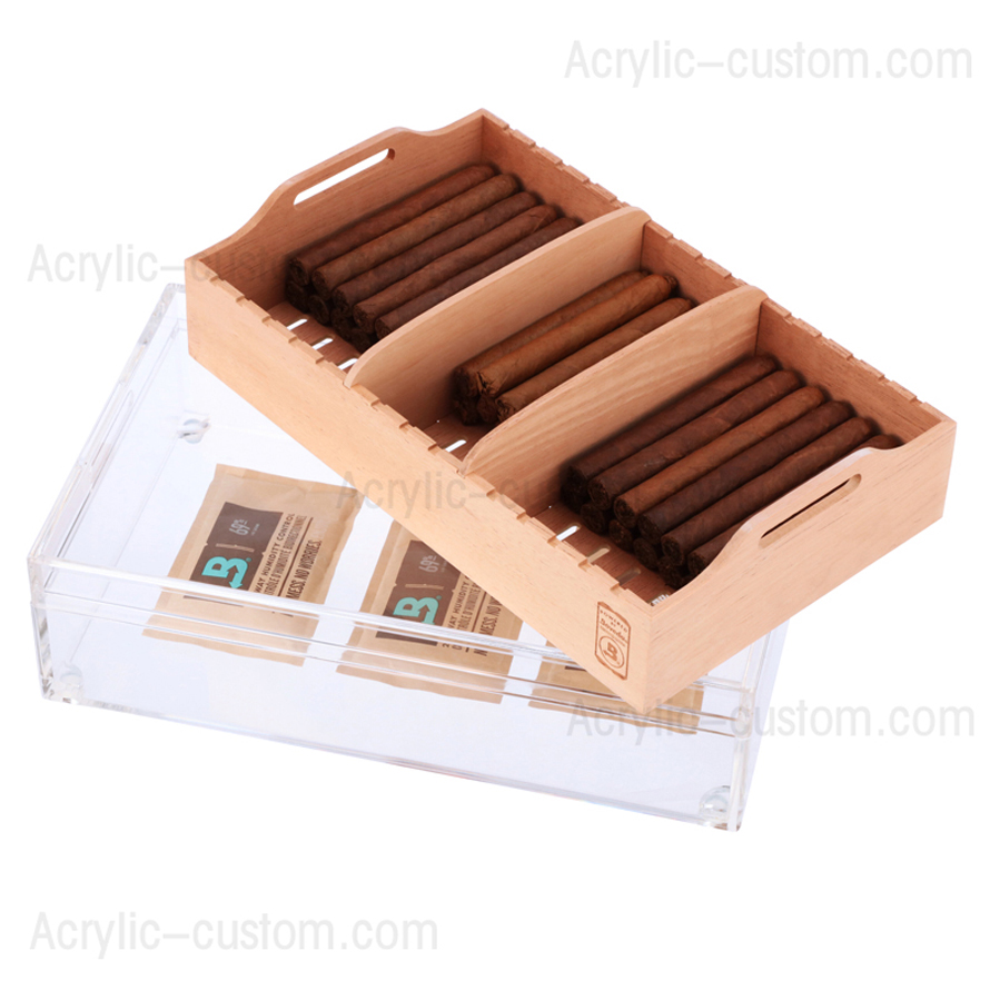Large Acrylic Humidor Powered by Boveda | Cigar Humidor/Box