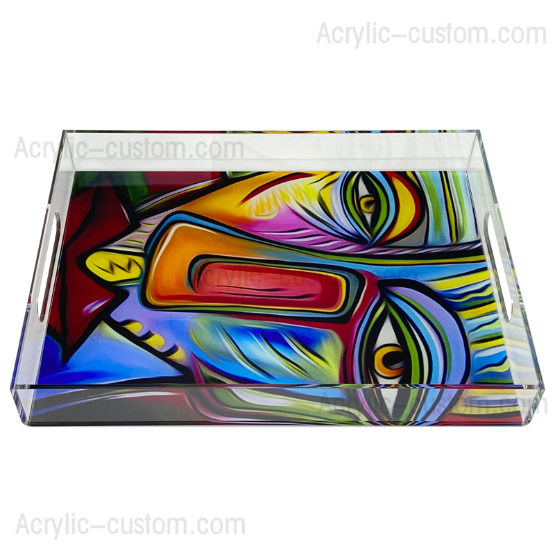 Customized Printed Artwork Acrylic Tray - Acrylic Tray with Handle