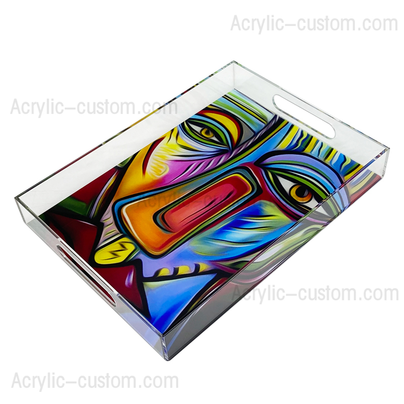 Customized Printed Artwork Acrylic Tray - Acrylic Tray with Handle