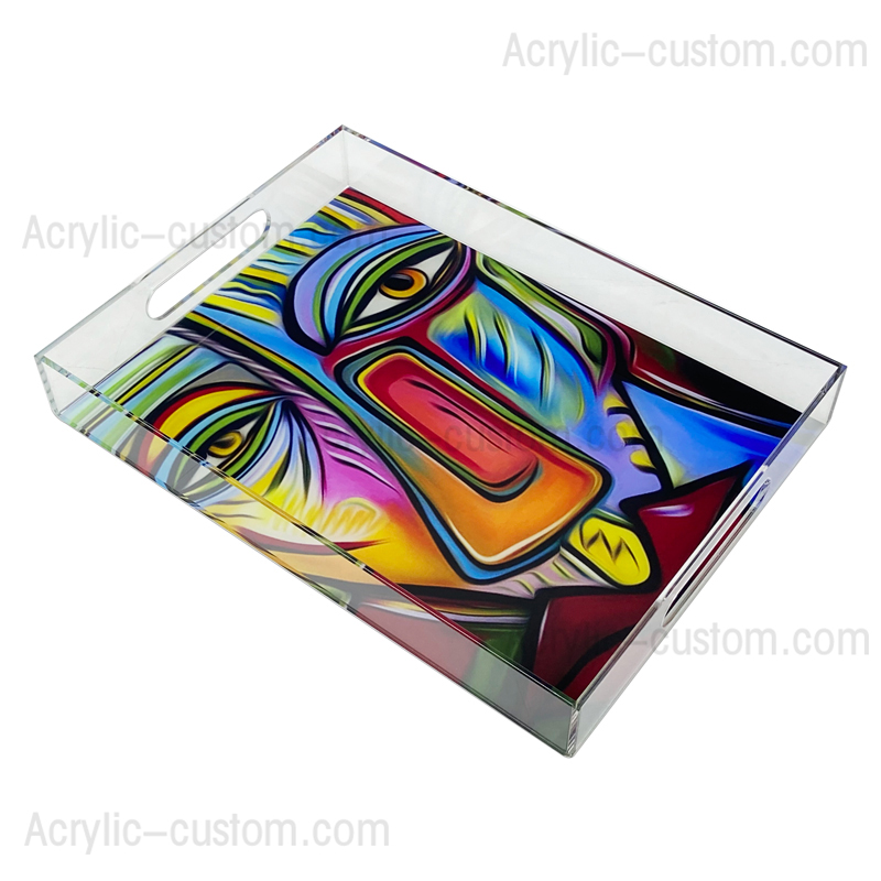 Customized Printed Artwork Acrylic Tray - Acrylic Tray with Handle