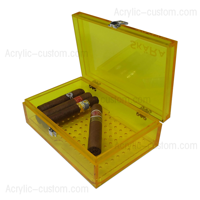 Yellow Cigar Display Humidor Box Acrylic Humidor