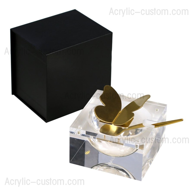 Acrylic Honey Dish with Brass Butterfly Knob